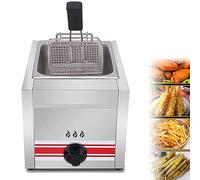 GEJLELDS Friteuse à Gaz 10l / 20l, Friteuse en Acier Inoxydable, avec Panier Et Couvercle, Friteuse De Comptoir pour Restaurant, Maison, Poulet Frit Et Frites,10L
