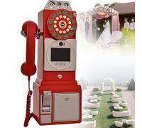 GEJLELDS Livre d'or Audio Vidéo 32/64 GO, Cabine Téléphonique De Mariage Rétro pour Messages Vidéo Personnalisés, Carnet De Messages Téléphoniques HD 1080p, pour Mariage Fête,Red-32G