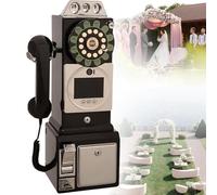 GEJLELDS Livre d'or Audio Vidéo 32/64 GO, Cabine Téléphonique De Mariage Rétro pour Messages Vidéo Personnalisés, Carnet De Messages Téléphoniques HD 1080p, pour Mariage Fête,Black-64G