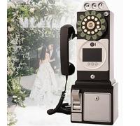 GEJLELDS Livre d'or vidéo de fête de Mariage de Style rétro Téléphone Cabine téléphonique rétro Enregistrement de Messages Mp4 Livre de Messages Audio vidéo,Black-32G