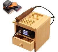 GEJLELDS Machine à froisser Les Bords du Cuir à Chaud, Presse chauffante électrique pour Cuir avec écran LED et 14 têtes Amovibles, pour Le Polissage des Bords du Cuir,Single