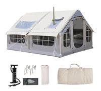 GEJLELDS Tente Gonflable familiale pour 8 Personnes, Tente de Camping 4 Saisons, Grande Tente Gonflable d'extérieur avec Pompe, Installation Facile, Grande Tente Gonflable, tentes de Glamping,Grey2