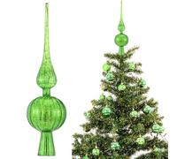 Gejoy Cimier de sapin de Noël en verre mercure - 30,5 cm - Boule vintage - Décoration de Noël du milieu du siècle - Décoration de fête de Noël (vert)