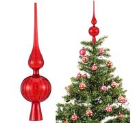 Gejoy Cimier de sapin de Noël en verre mercure - 30,5 cm - Boule vintage - Décoration de Noël du milieu du siècle - Décoration de fête de Noël (rouge)