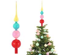 Gejoy Cimier de sapin de Noël en verre mercure - 38,1 cm - Boule vintage - Décoration de Noël du milieu du siècle - Décoration de fête de Noël (macarons)