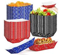 Gejoy Lot de 120 plateaux alimentaires en papier pour cowboy, bandana, résistant à la graisse, fournitures de fête sur le thème du gangsta, plateaux jetables pour nourriture, bandana, fête, bateau, décoration de fête, hot-dog, nacho