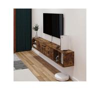 GEK208130 Accueil Étagère TV Flottante, Meuble TV Mural, étagères flottantes avec Porte, Console multimédia de Divertissement Cabinet(1708x237x268mm)