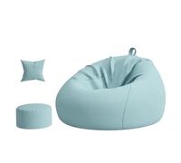 GEK208130 Accueil Fauteuil Poire avec Pouf et Oreiller for Salon Assis inclinable Fauteuil Pouf(Blue,Petit)