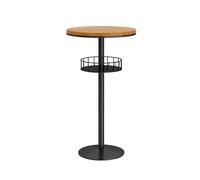 GEK208130 Accueil Home Round Small Bar Table with Storage Leisure Balcony Cafe High Top Table Table de comptoir(Teak)