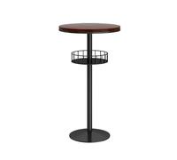 GEK208130 Accueil Home Round Small Bar Table with Storage Leisure Balcony Cafe High Top Table Table de comptoir(Walnut)