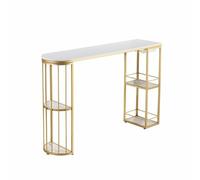 GEK208130 Accueil Table de Bar Ouverte en marbre Simple avec Rangement, Armoire de séparation de Luxe, Table de Salle à Manger de Cuisine Table de comptoir(Blanc,160 * 40 * 105cm)