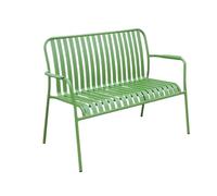 GEK208130 Banc de jardin extérieur avec dossier ajouré, chaise double en aluminium laqué vert, pour balcon, patio et véranda