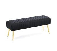 GEK208130 Banc ottoman moderne en velours, rembourré moderne pour chambre, repose-pieds, banc d'intérieur pour entrée et salon Noir