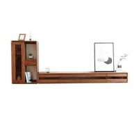 GEK208130 Banc TV Combinaison de Meuble TV Flottant for Salon, Meuble TV Flottant en Noyer Noir avec Armoire latérale Murale, 3 Portes rabattables avec Verre intégré Meuble TV(160x25x21cm)