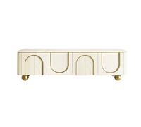 GEK208130 Banc TV Meuble TV en Ardoise Blanche, Meuble de Rangement cloisonné du Sol au Plafond for Salon, Grande capacité Meuble TV