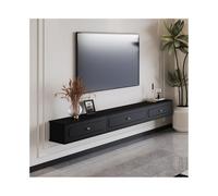 GEK208130 Banc TV Meuble TV Flottant, élégant Centre de Divertissement Mural Vintage avec Rangement, Console TV Flottante avec 1 Armoire et 2 tiroirs Meuble TV(Noir,160x24x20cm)