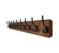 GEK208130 Crochet pour Manteau et Chapeau Porte-Manteau Mural avec 10 Crochets, Longs Crochets, Cintre Mural en Bois Crochets(Bruin)
