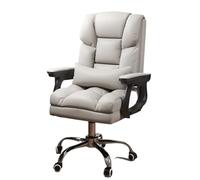 GEK208130 Fauteuil de Bureau Coussin Ergonomique for Dossier Central, Soutien Lombaire, Chaise de Bureau à Domicile, Chaise de Direction réglable en Cuir PU avec roulettes Chaise de Bureau(Blanc)