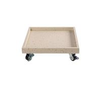 GEK208130 Jardin Plateau d'égouttage for Pot de Fleurs Mobile en Imitation Granit avec roulettes, Soucoupe carrée en résine synthétique Plantes en Pot(Beige,Moyen)