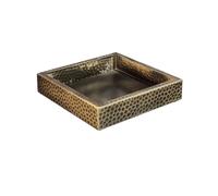 GEK208130 Jardin Plateau Minimaliste en Acier Inoxydable léger et Luxueux avec Soucoupe martelée for Plantes Plantes en Pot(Petit)