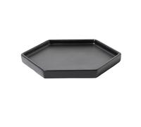 GEK208130 Jardin Soucoupe hexagonale en céramique for Plantes, for Balcon, Salon, bac d'égouttage for jardinière Plantes en Pot(Noir,Petit)
