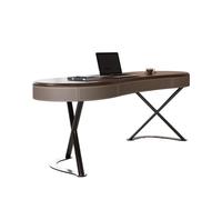 GEK208130 Lampe de bureau simple haut de gamme en bois massif de luxe moderne simple selle en cuir pour maison, étude, chambre à coucher, placage de noyer, bureau (1,4 x 0,7 x 0,75 m)