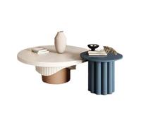 GEK208130 Meuble de Salon Table Basse Ronde créative en Bois Massif Table à thé Minimaliste Moderne, Design de Luxe léger for Le Salon Minimaliste(Blue)