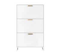 GEK208130 Moderne Armoire à Chaussures Moderne avec Portes rabattables et tiroirs, étagère à Chaussures autoportante en Acier for entrée - Blanc Organisateur