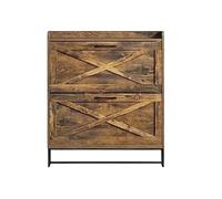 GEK208130 Moderne Armoire de Rangement de Chaussures avec 2 tiroirs rabattables, Organisateur autoportant avec Pieds en métal for entrée, Armoire à Chaussures étroite Organisateur