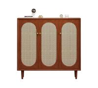 GEK208130 Moderne Étagère à Chaussures autoportante en Bois et rotin, 5 étagères, Style Ferme, idéale for placards et Salons. Organisateur(Bruin)