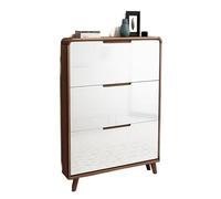 GEK208130 Moderne Meuble à Chaussures dissimulé avec 3 tiroirs rabattables, Meuble de Rangement Autonome for Chaussures d'entrée et de Couloir. Blanc et Marron. Organisateur
