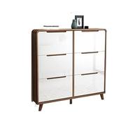 GEK208130 Moderne Meuble de Rangement à Chaussures indépendant, Meuble à Chaussures dissimulé avec 6 tiroirs rabattables for entrée et Couloir. Blanc et Marron. Organisateur