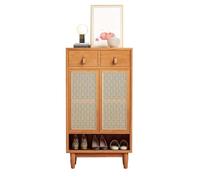 GEK208130 Moderne Meuble de Rangement d'entrée en rotin, Meuble à Chaussures à 5 Niveaux de 120 cm de Haut avec Portes for Placard de Couloir, pin Organisateur