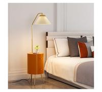 GEK208130 Moderne Table de chevet ronde intelligente avec lampe et Station de recharge sans fil, ampoule LED 3 couleurs, table de chevet moderne avec 2 tiroirs en bois Lampe haute(Orange)