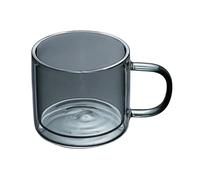 GEK208130 Moderne Tasses à café/thé en verre borosilicate double paroi coloré avec anse, 250 ml Fêtes(Grigio)