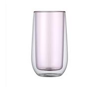 GEK208130 Moderne Verre à double paroi en verre borosilicate coloré de 280 ml (9,5 oz) for boissons chaudes et froides Fêtes(Pink)