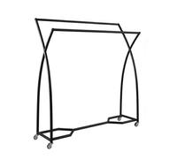 GEK208130 Portique Vetement Présentoir de Magasin vêtements, Barres parallèles à Double rangée, sur Pied avec Roues, étagère Centrale for Chambre(Noir,Petit)
