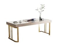 GEK208130 Simple Bureau de Direction Moderne en Ardoise avec 3 tiroirs et Pieds en métal doré, Grand Bureau à Domicile avec Prises de Courant Écriture(S)