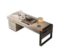 GEK208130 Simple Bureau d'ordinateur Portable de Luxe avec Prises de Courant et Port USB, Bureau d'écriture Moderne en Cuir de Selle avec Sac de Rangement Écriture(XL)