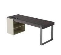GEK208130 Simple Bureau Moderne avec Finition Couleur fumée, Table d'écriture spacieuse for Ordinateur Portable avec Prises, tiroirs et Armoire de Rangement Écriture(M)