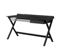 GEK208130 Simple Bureau Moderne avec Rangement, Table for Ordinateur Portable en frêne Noir Mat avec tiroir for Espace de Travail ou d'étude Écriture(M)