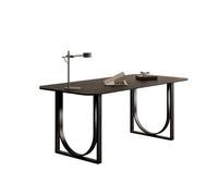 GEK208130 Simple bureau vintage en plaque de roche, table pour PC, bureau de bureau, salon simple, table à manger noire pour le thé (180 x 90 x 75 cm)
