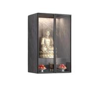 GEK208130 Table Bouddhiste Vitrine de méditation Moderne de Luxe avec Porte vitrée, Niche Murale en Bois représentant Un Bouddha Armoire à autel