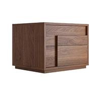 GEK208130 Table de chevet en bois massif - Bloc carré - Marron/noir - Table de chevet avec deux tiroirs, poignée cachée - Meuble de chevet pour chambre à coucher (Bruin)