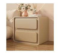 GEK208130 Table de chevet en bois style crème couleur unie simple table de chevet à deux tiroirs table de chevet meubles de grande capacité de rangement Chambre à coucher(Beige,Grand)