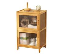 GEK208130 Table de chevet minimaliste - Petite table de chevet de rangement en bois avec porte en verre - Meuble de chevet simple pour chambre à coucher (B)