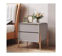 GEK208130 Table de chevet minimaliste pour chambre à coucher, petite table de chevet en bois avec double tiroirs, couleur pure, bords arrondis, meuble de chevet pour chambre à coucher (gris clair