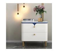 GEK208130 Table de chevet moderne avec poignée en métal doré et pieds de table, table d'appoint élégante et pratique, meuble de chambre à coucher, blanc (L40 x P 40 x H 51 cm)