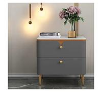 GEK208130 Table de chevet moderne en bois avec 2 tiroirs - Table de chevet pour bureau, salon, chambre à coucher - Gris foncé - 50 x 40 x 51 cm (L x P x H)