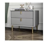 GEK208130 Table de chevet moderne en cuir synthétique - Pour chambre à coucher, salon et chambre à coucher - Gris - 45 x 40 x 48 cm (L x P x H)